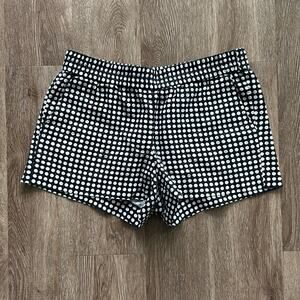 J.Crew Linen Blend Boardwalk Shorts Black & White Polka Dot Size 6